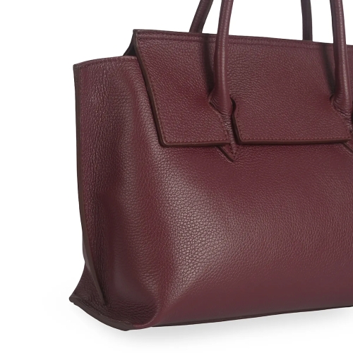 Чанта от естествена кожа цвят бордо с преграда- Steisi Burgundy 11616