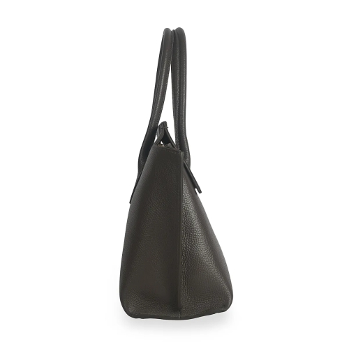 Тъмно кафява чанта от естествена кожа с преграда- Steisi Broun 11617