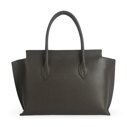 Тъмно кафява чанта от естествена кожа с преграда- Steisi Broun 11617