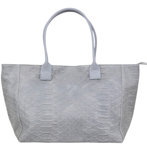 Сива дамска чанта от естествена кожа с дълги дръжки за рамо- Frea Grey 11528