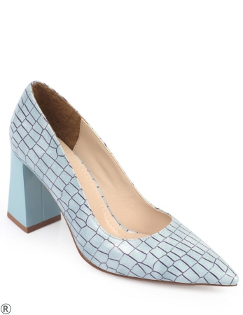 Дамски обувки на широк ток в син цвят- Laura Blue 7038