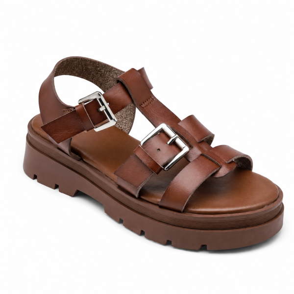 Равни кафяви сандали- Mira Brown 5202