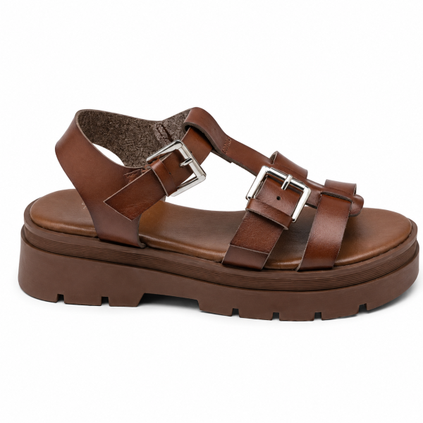 Равни кафяви сандали- Mira Brown 5202