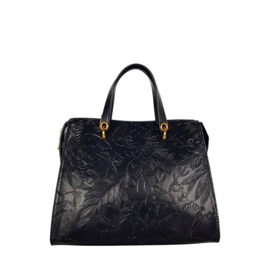 Черна дамска чанта с цветя- Duki&Daso 11629