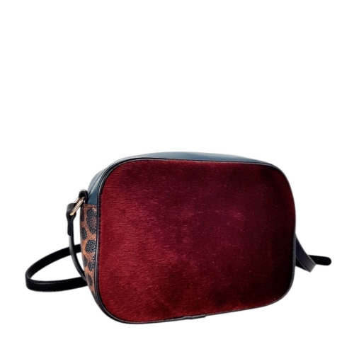 Чанта цвят бордо с леопардов акцент- Duki&Daso 11631