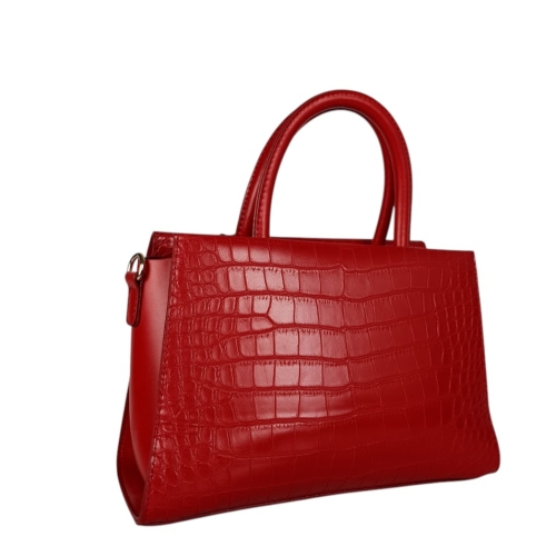 Червена чанта с кроко принт и дълга дръжка- Duki&Daso 11633