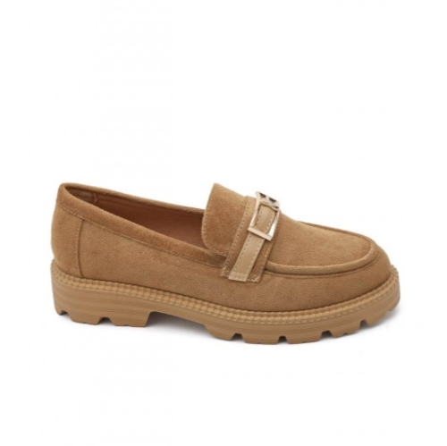 Дамски велурени мокасини цвят камел- Rita Camel 11663