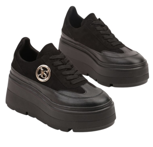 Черни кецове на платформа- Vaqna Black 11697