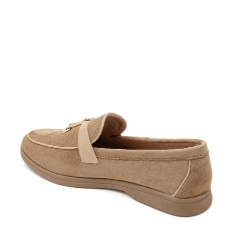 Равни велурени мокасини в цвят каки - Amelia Khaki 11714