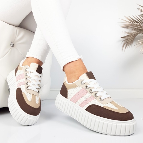 Кецове розово и цвят кафе на платформа- Sidni Pink 11722