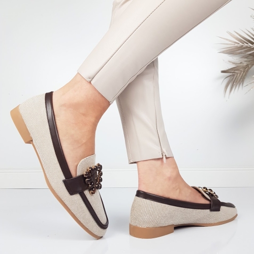 Равни мокасини цвят кафе- Greta Koffee 11724