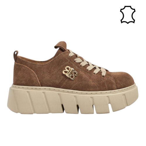 Кафяви кецове от естествен велур- Daris Brown 11733