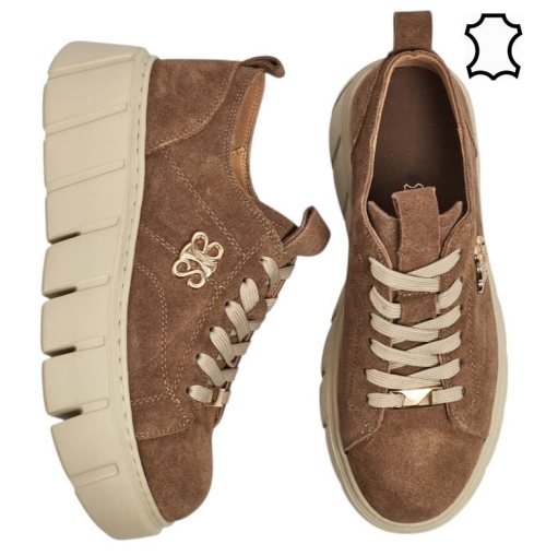 Кафяви кецове от естествен велур- Daris Brown 11733