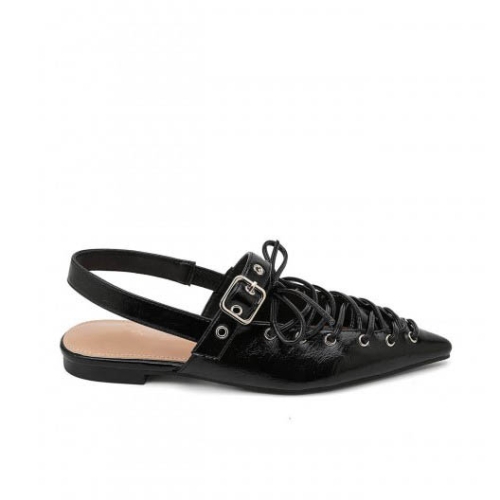 Черни обувки Slingback с отворена пета- Gracey Black 11735