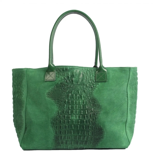 Дамски ботуши в зелен цвят с кроко принт- Larisa Green