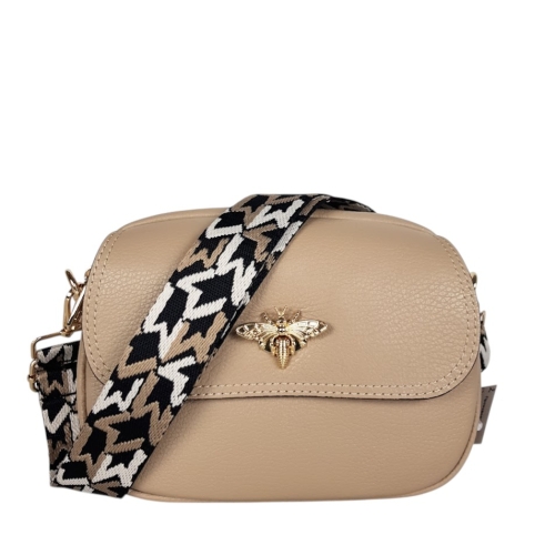 Бежова чанта от естествена кожа- Vera Beige 11739