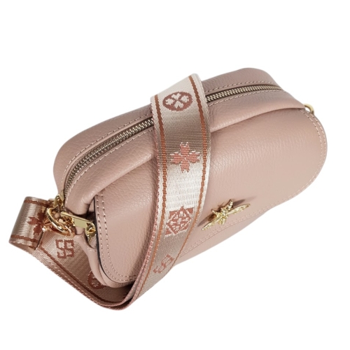 Чанта от естествена кожа с две отделения- Vera Pink 11743