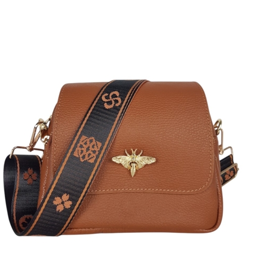 Чанта от естествена кожа с дълга дръжка- Selin Brown 11748