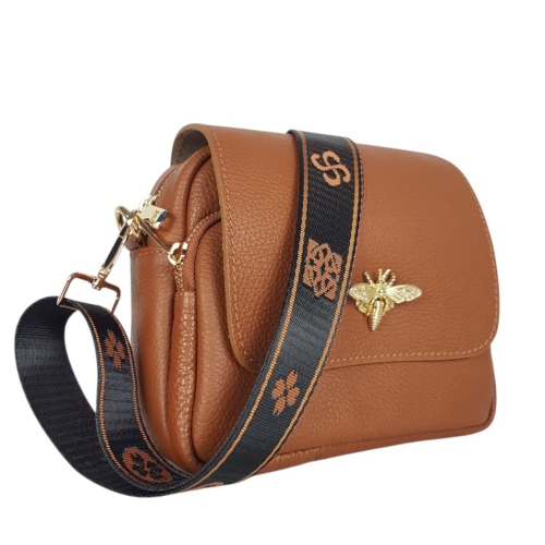 Чанта от естествена кожа с дълга дръжка- Selin Brown 11748