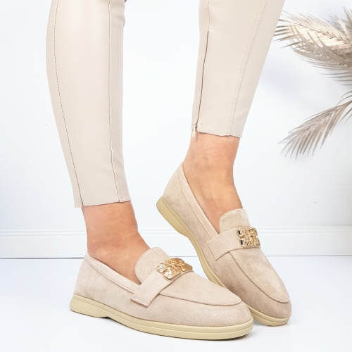 Бежови равни мокасини- Melisa Beige 11752