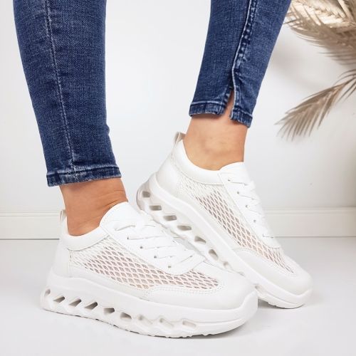 Бели маратонки с дишаща мрежа- Jaki White 11755