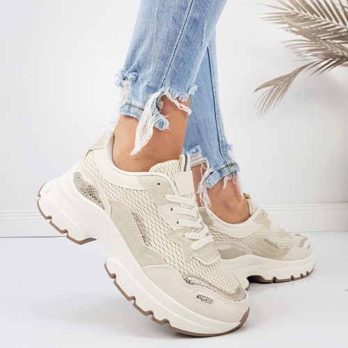 Бежови дамски маратонки- Tara Beige 11764