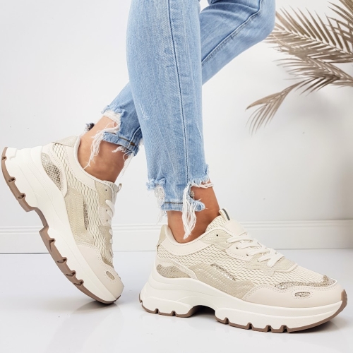 Бежови дамски маратонки- Tara Beige 11764
