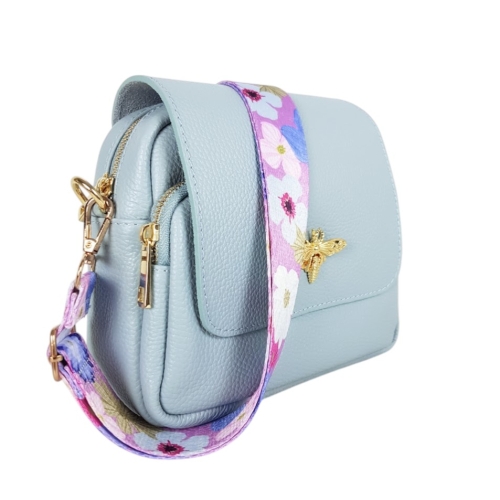 Синя чанта от естествена кожа - Selin Blue 11771