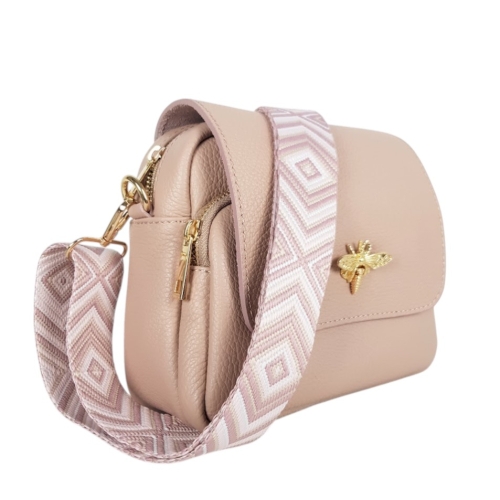 Розова чанта от естествена кожа- Selin Pink 11771