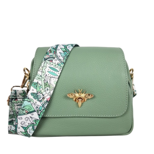 Зелена чанта от естествена кожа- Selin Green 11773