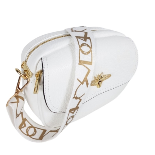 Бяла чанта от естествена кожа- Vera Pink 11774