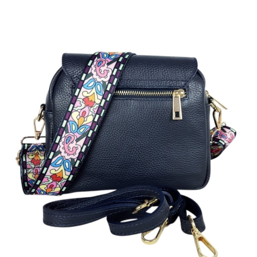 Тъмно синя чанта от естествена кожа- Selin Blue 11776