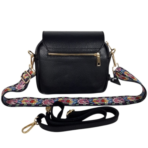 Черна чанта от естествена кожа- Selin Blue 11771