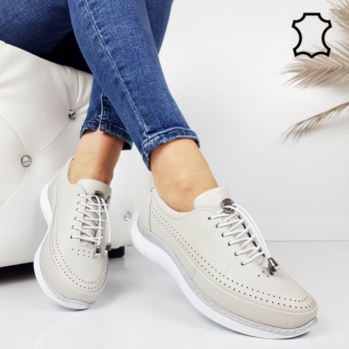 Обувки от естествена кожа с ортопедична стелка- Helga Grey 11715