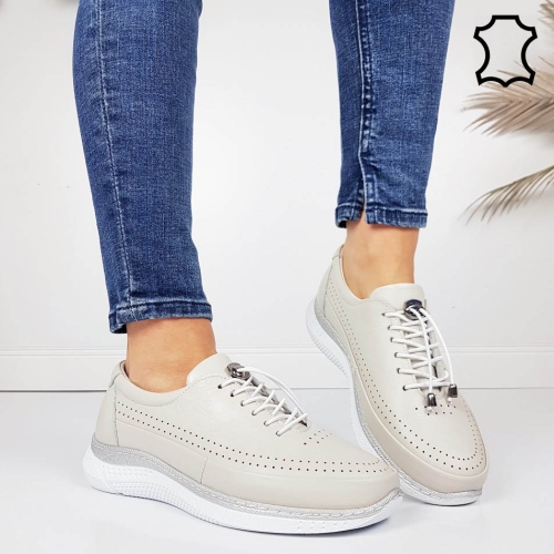 Обувки от естествена кожа с ортопедична стелка- Helga Grey 11715