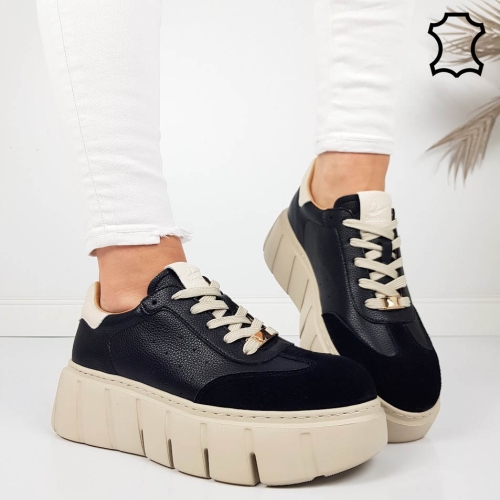 Спортни обувки от естествена кожа - Daris Black 11730
