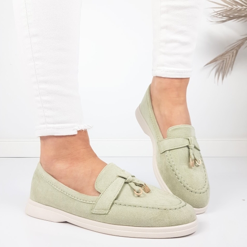 Равни зелени мокасини- Klara Green 11781