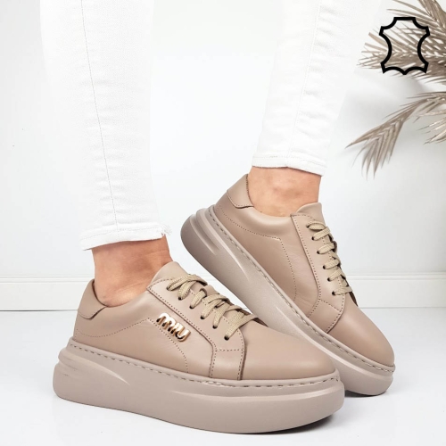 Кецове цвят мока от естествена кожа- Nora 11786