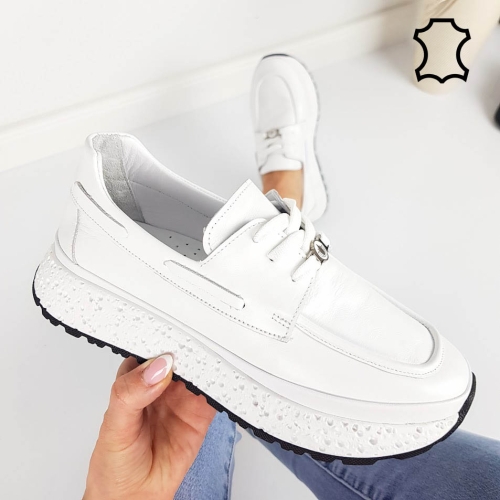 Бели обувки от естествена кожа- Rika White 11793