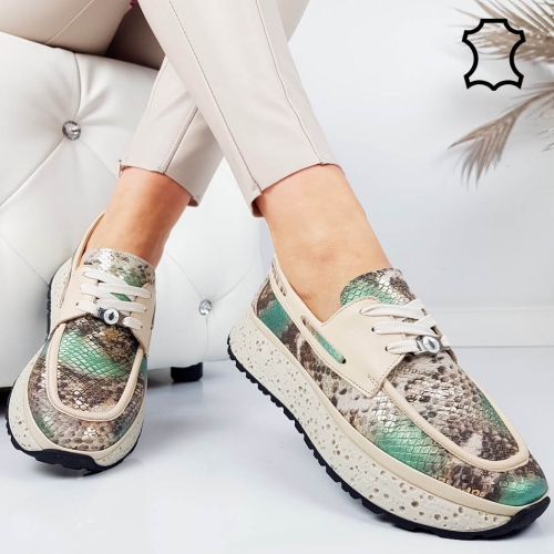 Ежедневни обувки от естествена кожа- Klara Beige 11812