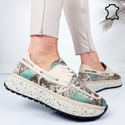 Ежедневни обувки от естествена кожа- Klara Beige 11812