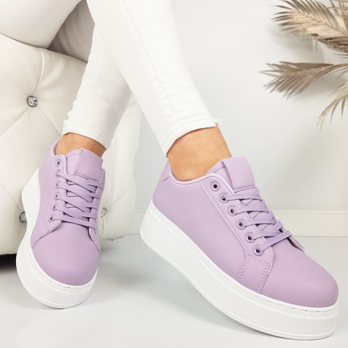 Лилави кецове на платформа- Frea Purple 11860