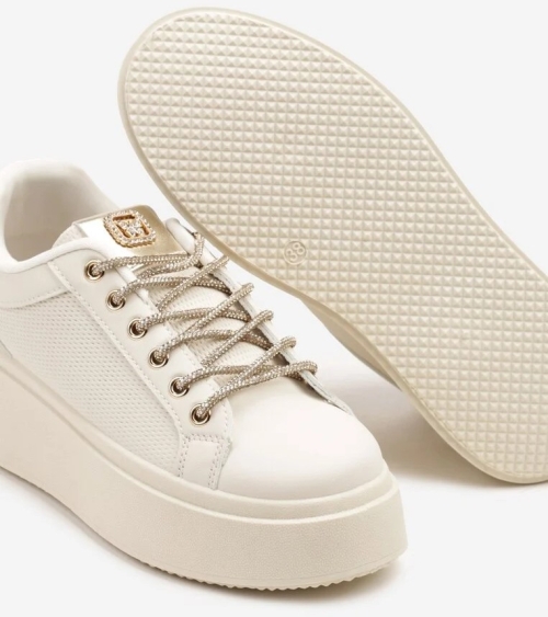 Бежови кецове на платформа - Melisa Beige 11872