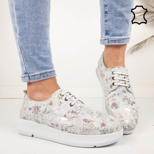 Обувки от ефектна естествена кожа- Hera Grey 11941
