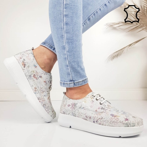 Обувки от ефектна естествена кожа- Hera Grey 11941