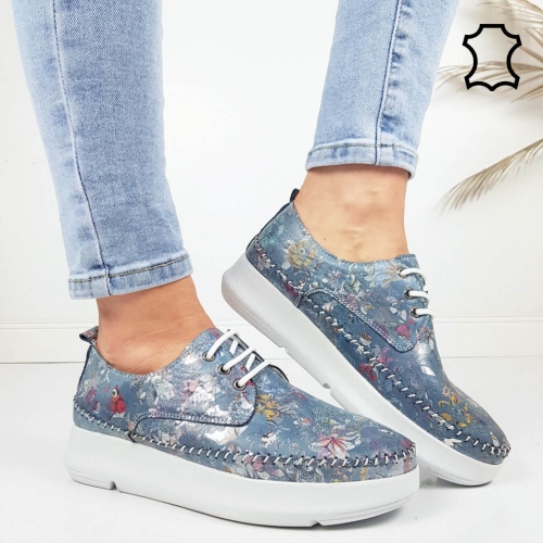 Обувки от ефектна естествена кожа- Hera Blue 11942