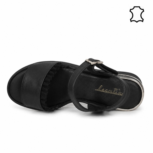 Сандали на платформа от естествена кожа- Naq Black 12063