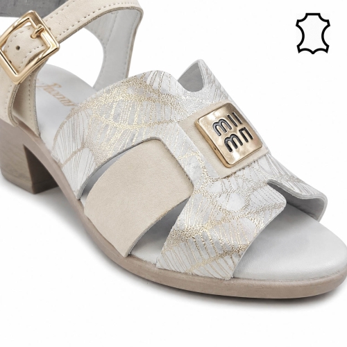 Бежови сандали от естествена кожа- Samanta Beige 12145