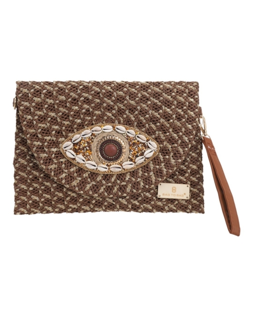 Кафява плетена чанта плик- Amanda Brown 12156