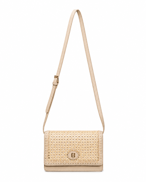 Малка тъмно бежова чанта с ракита - Kala Beige 12188